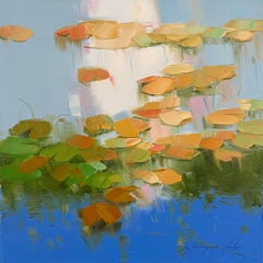 Lilies Pond, Original Oil Painting, Handmade Artwork