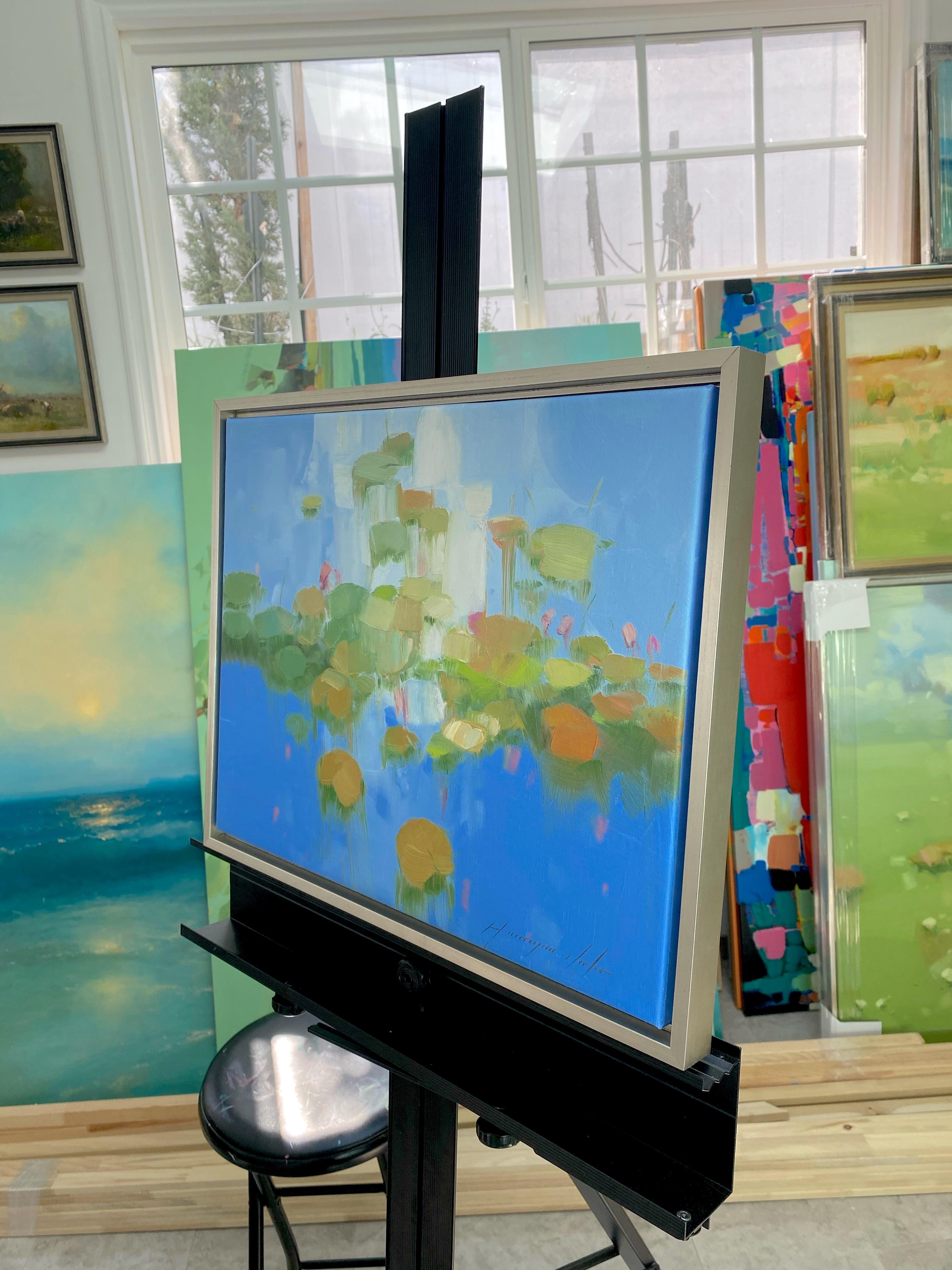 Lilien-Teich, Original-Ölgemälde, hängefertig (Impressionismus), Painting, von Vahe Yeremyan
