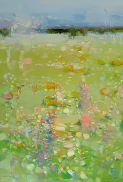 Peinture à l'huile impressionniste d'origine Meadow Breeze Landscape, prête à accrocher