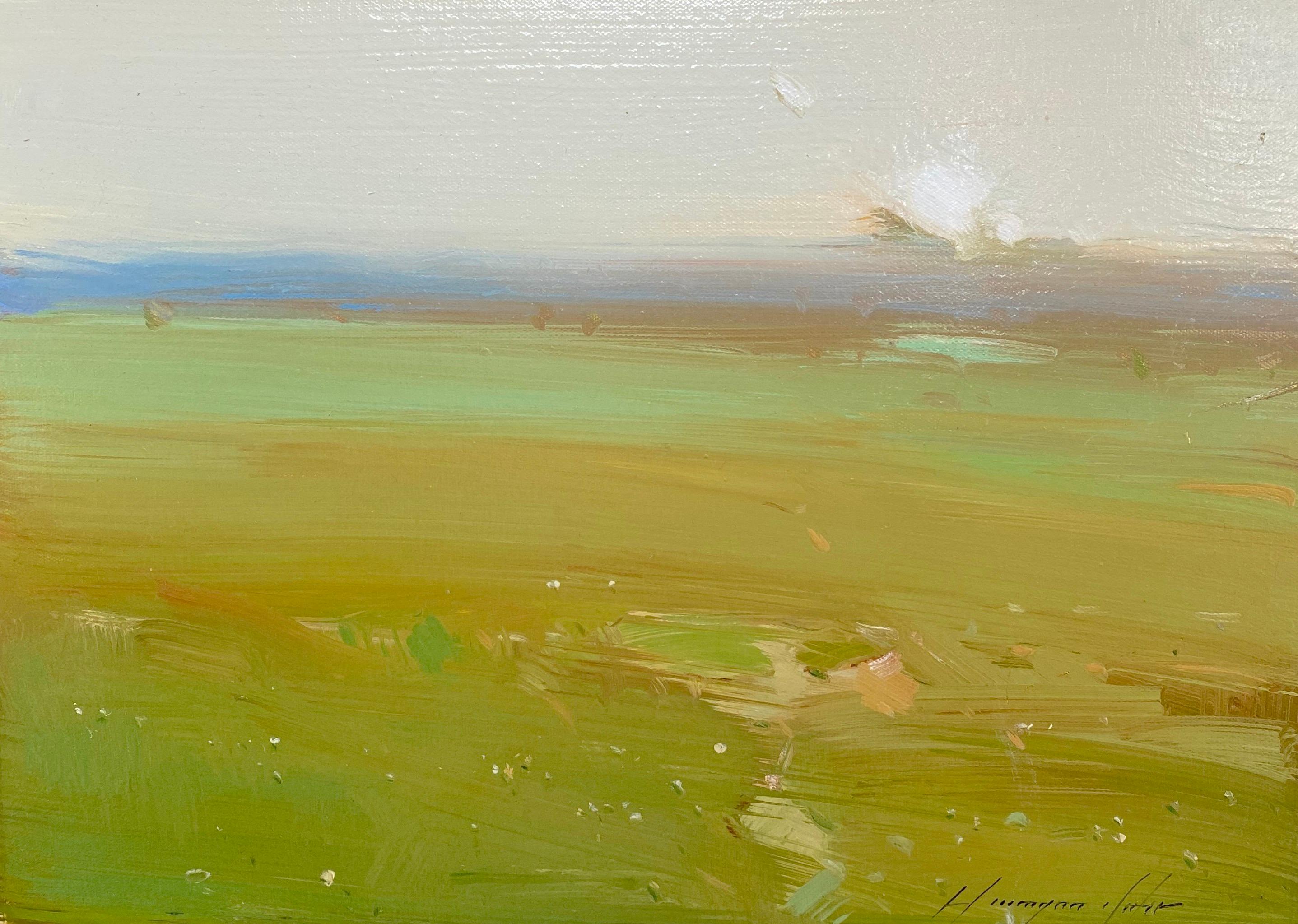 Vahe Yeremyan Landscape Painting – Meadow Breeze, Original-Ölgemälde, handgefertigtes Kunstwerk