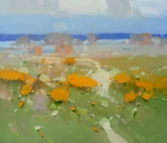 Meadow, Landschaft, Original-Ölgemälde, fertig zum Hängen, Impressionismus