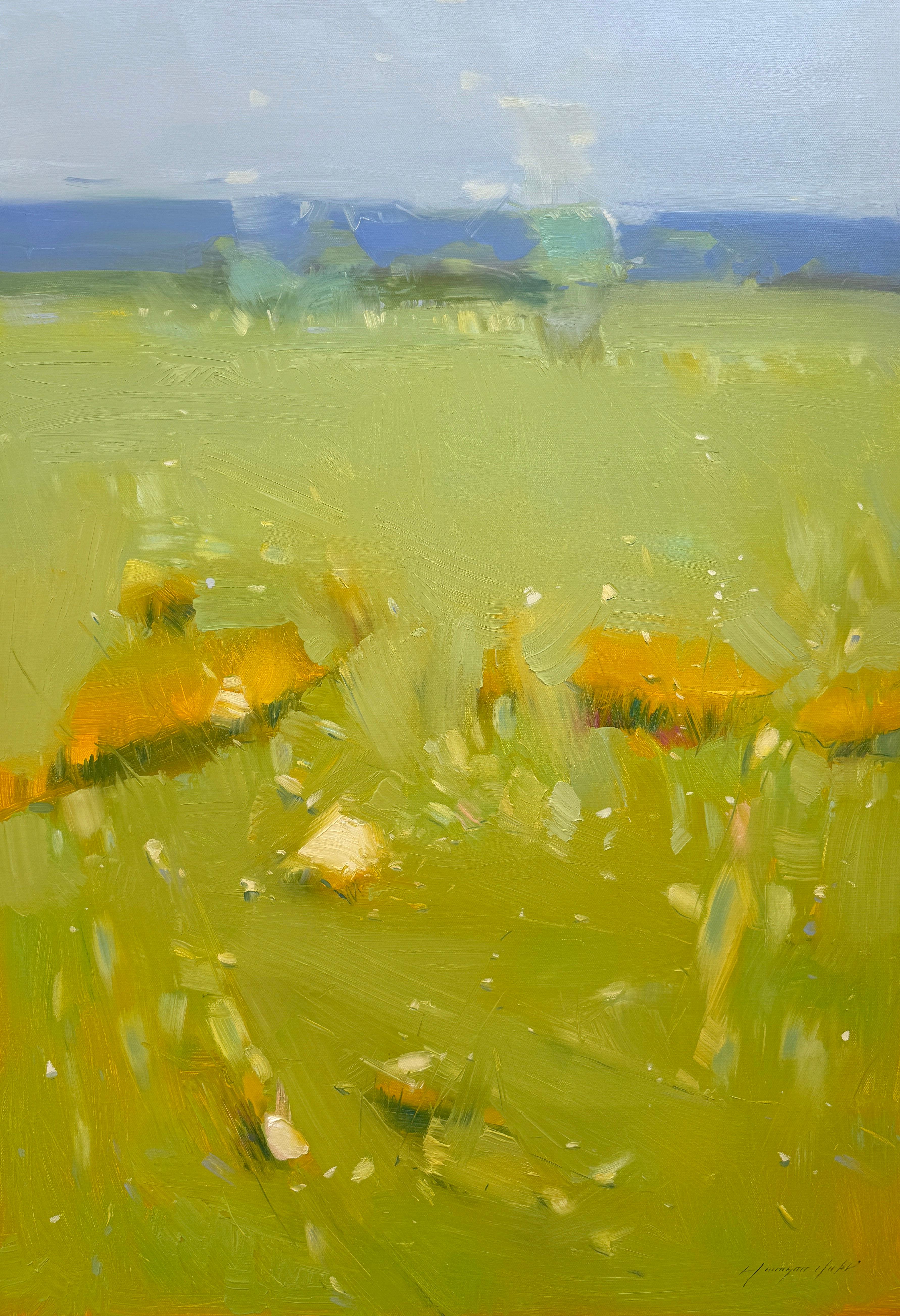 Landscape Painting di Vahe Yeremyan - Prato, Paesaggio, Pittura ad olio originale, Pronta da appendere, Impressionismo