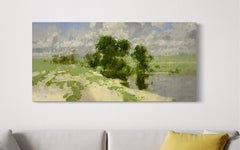 Meadow, Landscape Summer Day, Original Oil Painting, Ready to Hang