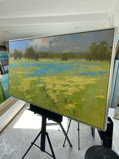 Meadow, Landschaft, Original-Ölgemälde, gerahmt