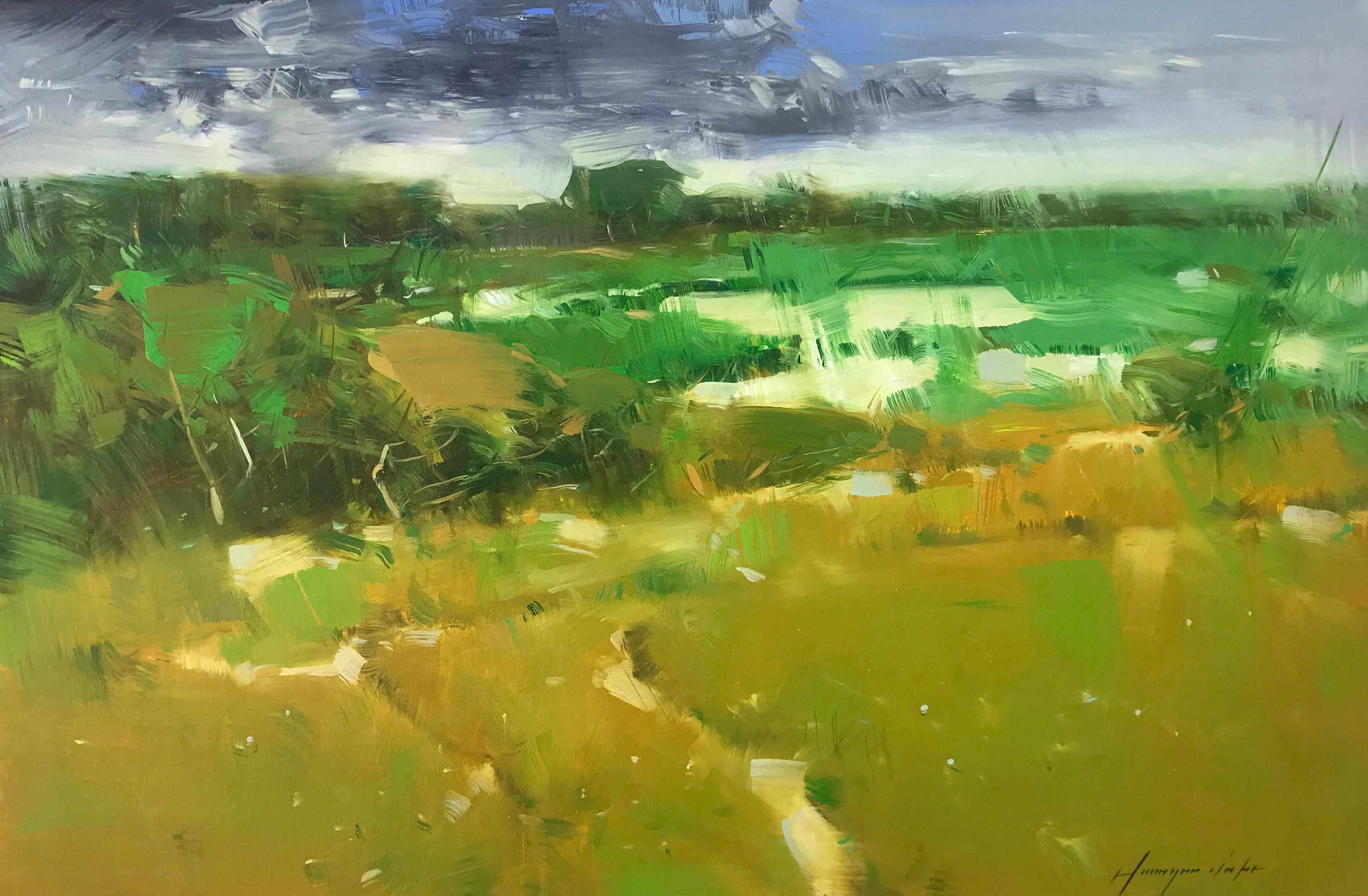 Vahe Yeremyan Landscape Painting - Meadow, Original Oil Painting, Handmade Artwork