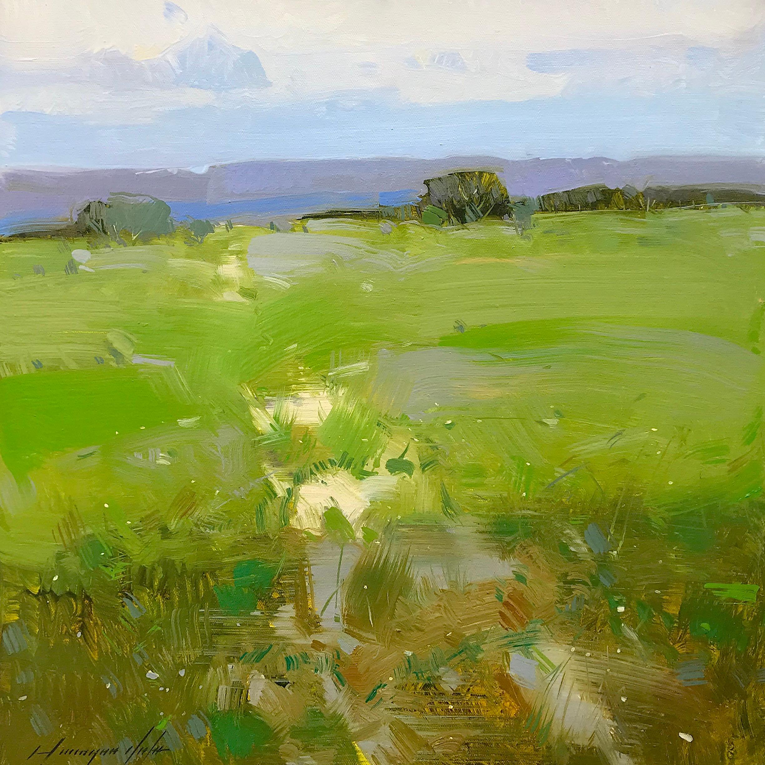 Vahe Yeremyan Landscape Painting - Meadow Path, Landscape, Original Oil Painting, Handmade Artwork