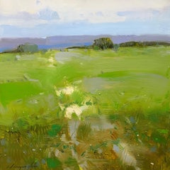 Meadow Path, Landscape, Original Oil Painting, Handmade Artwork