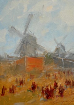 Mills, Folk, Impressionism Original oil Painting, Ready to Hang