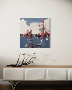 Monochromer Hain Abstraktes Original Ölgemälde, hängefertig