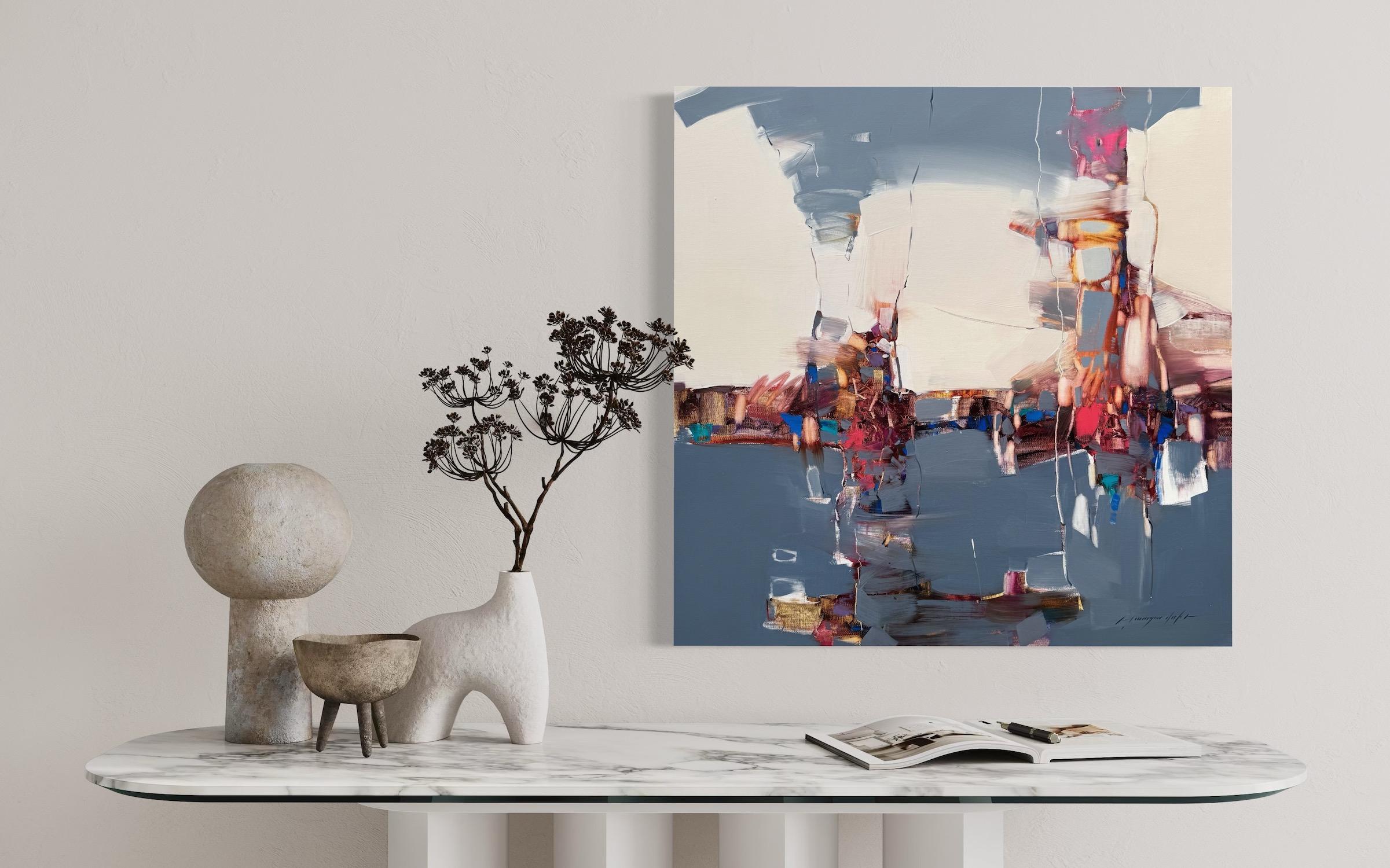 Monochrome Grove Abstract Original oil Painting, Ready to Hang For Sale 2