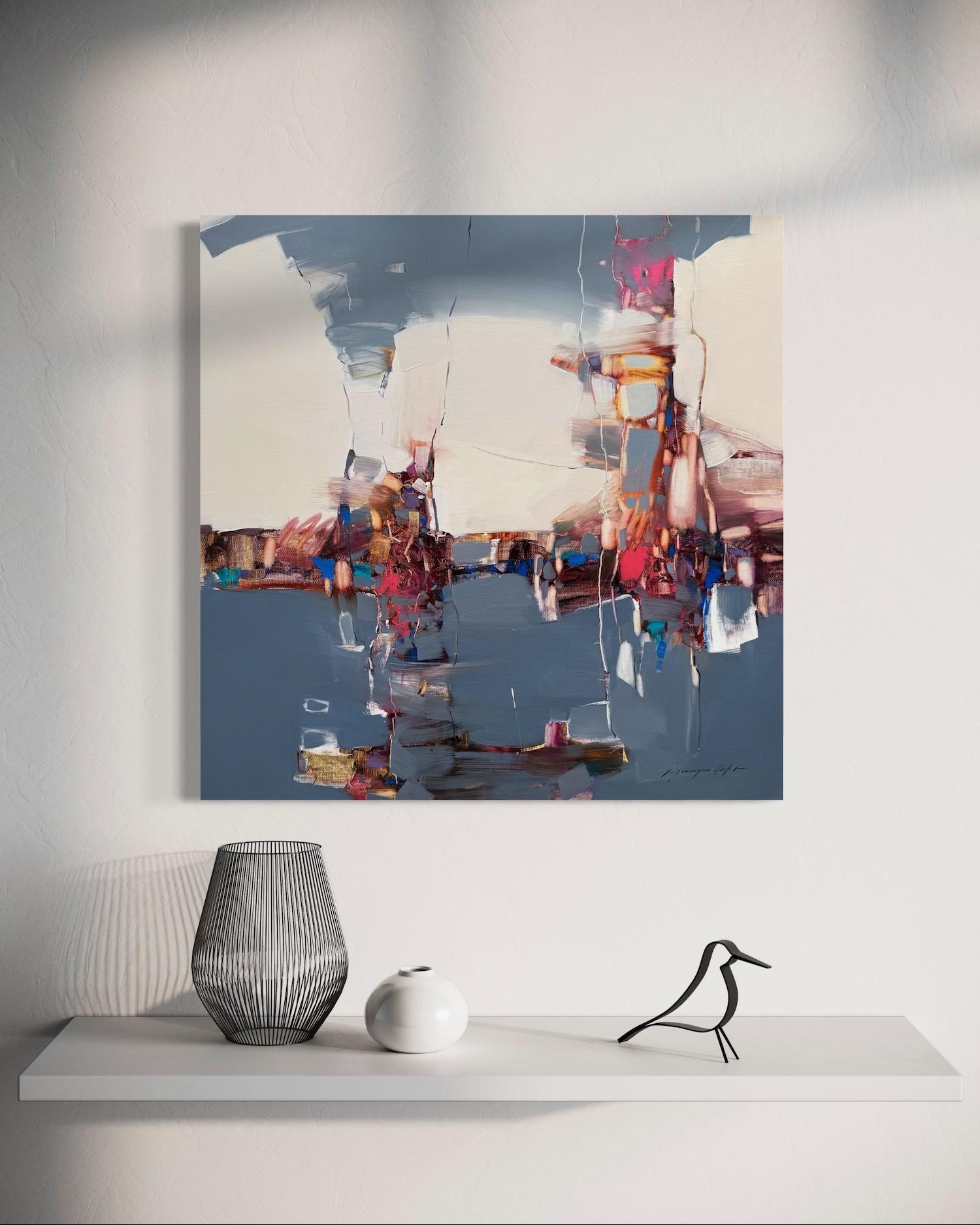 Monochrome Grove Abstract Original oil Painting, Ready to Hang For Sale 3