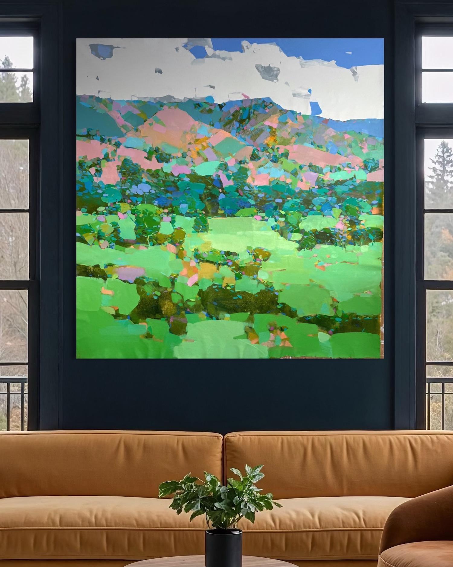 Montecito Farben Landschaft Impressionismus Original-Ölgemälde Ready to Hang (Grün), Landscape Painting, von Vahe Yeremyan