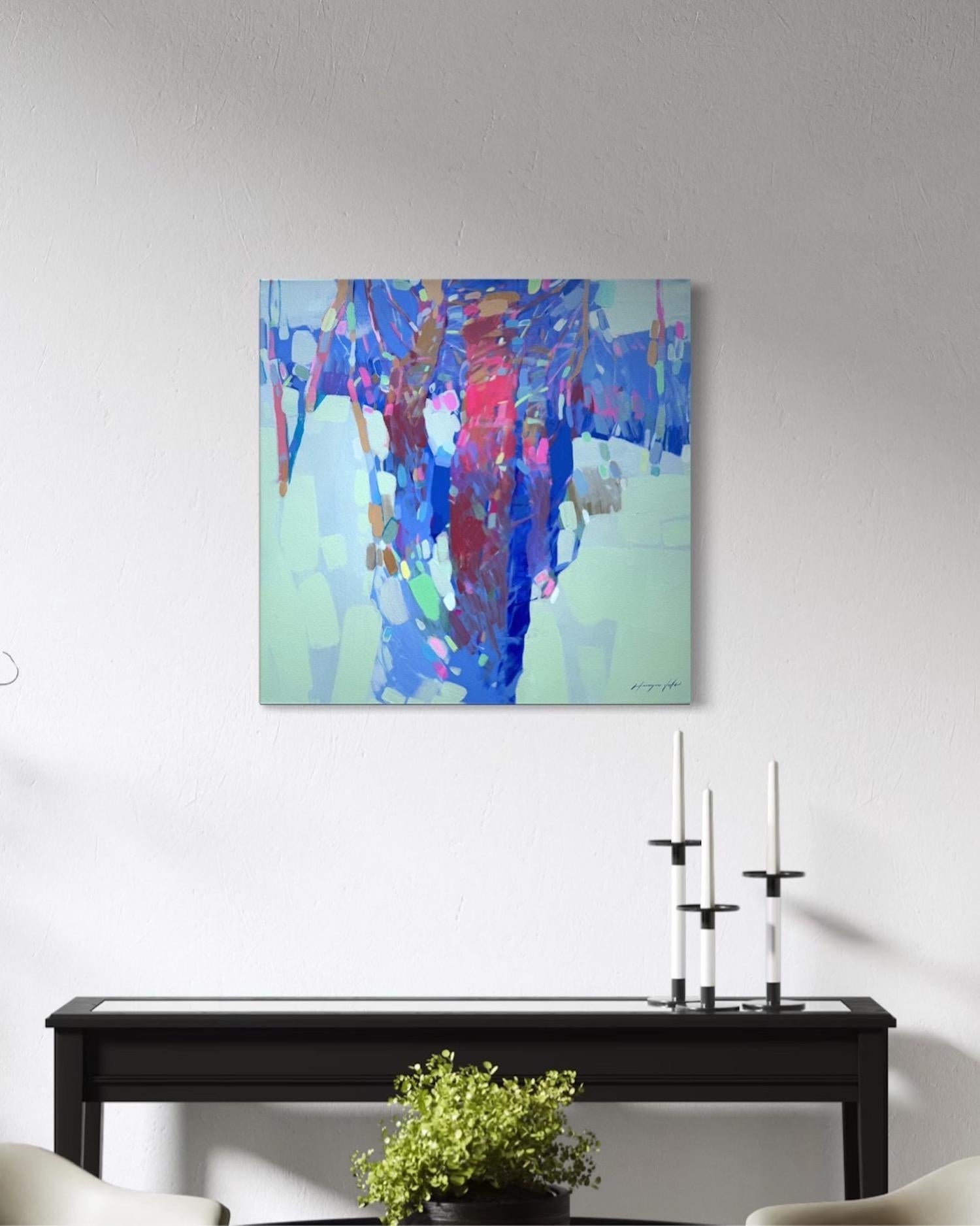 Arbres de lune Paysage Impressionnisme Peinture originale prête à accrocher en vente 1