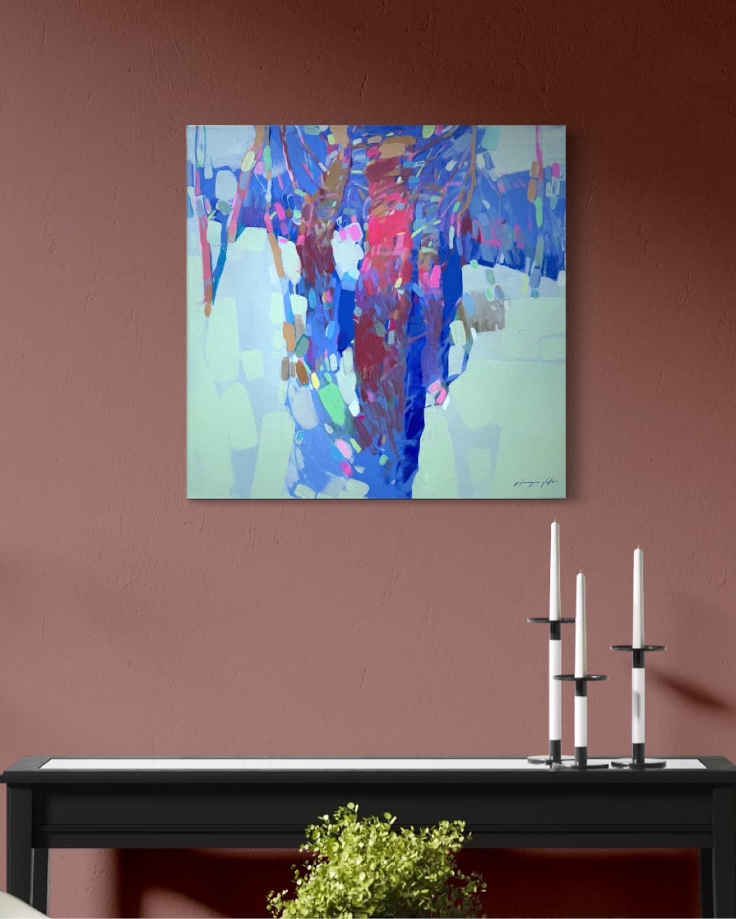Arbres de lune Paysage Impressionnisme Peinture originale prête à accrocher en vente 2