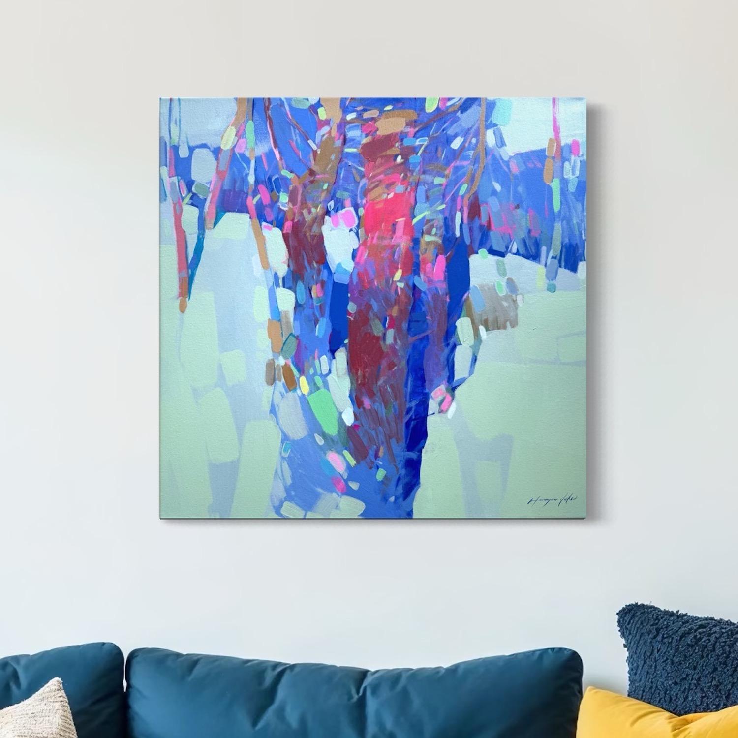 Arbres de lune Paysage Impressionnisme Peinture originale prête à accrocher en vente 3