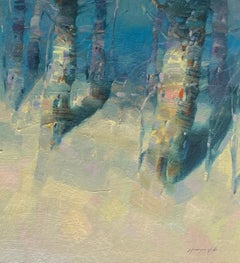 Mondbäume, Impressionismus, Original-Ölgemälde, hängefertig