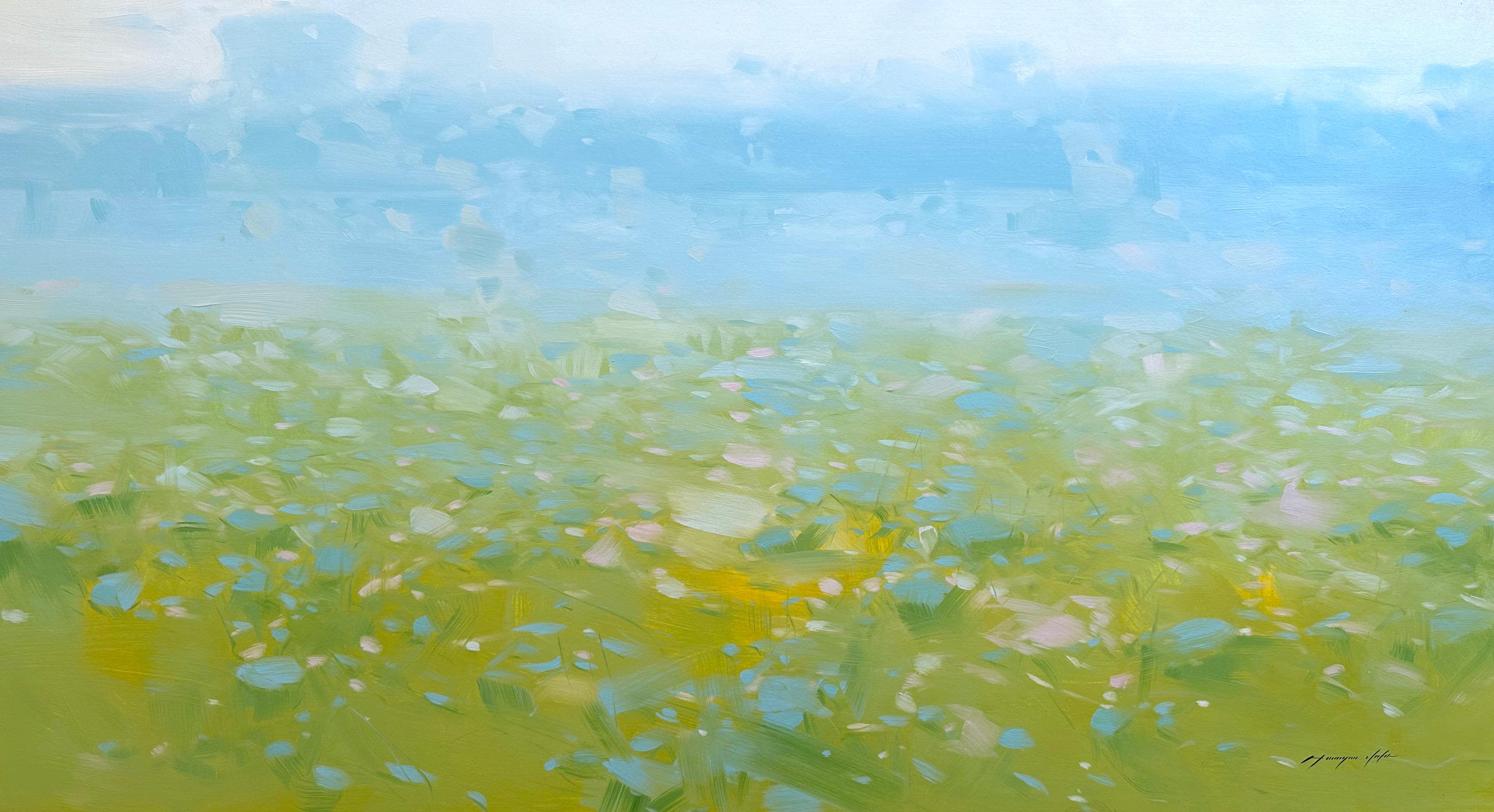Landscape Painting di Vahe Yeremyan - Gloria del mattino, Paesaggio, Pittura ad olio originale, Pronta da appendere, Impressionismo