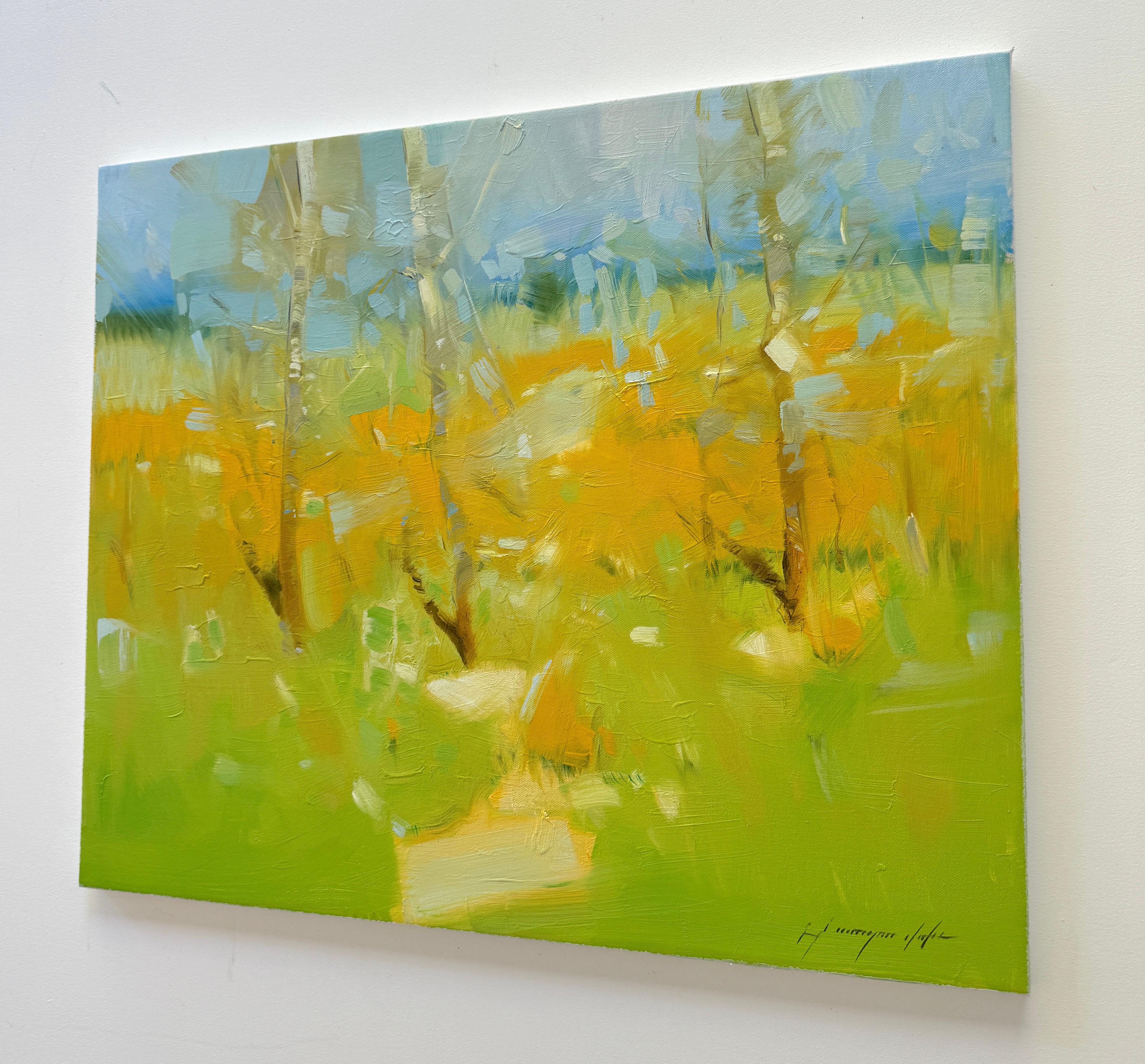Morning Vibe, Landscape impressionism Original oil Painting, Ready to Hang For Sale 1