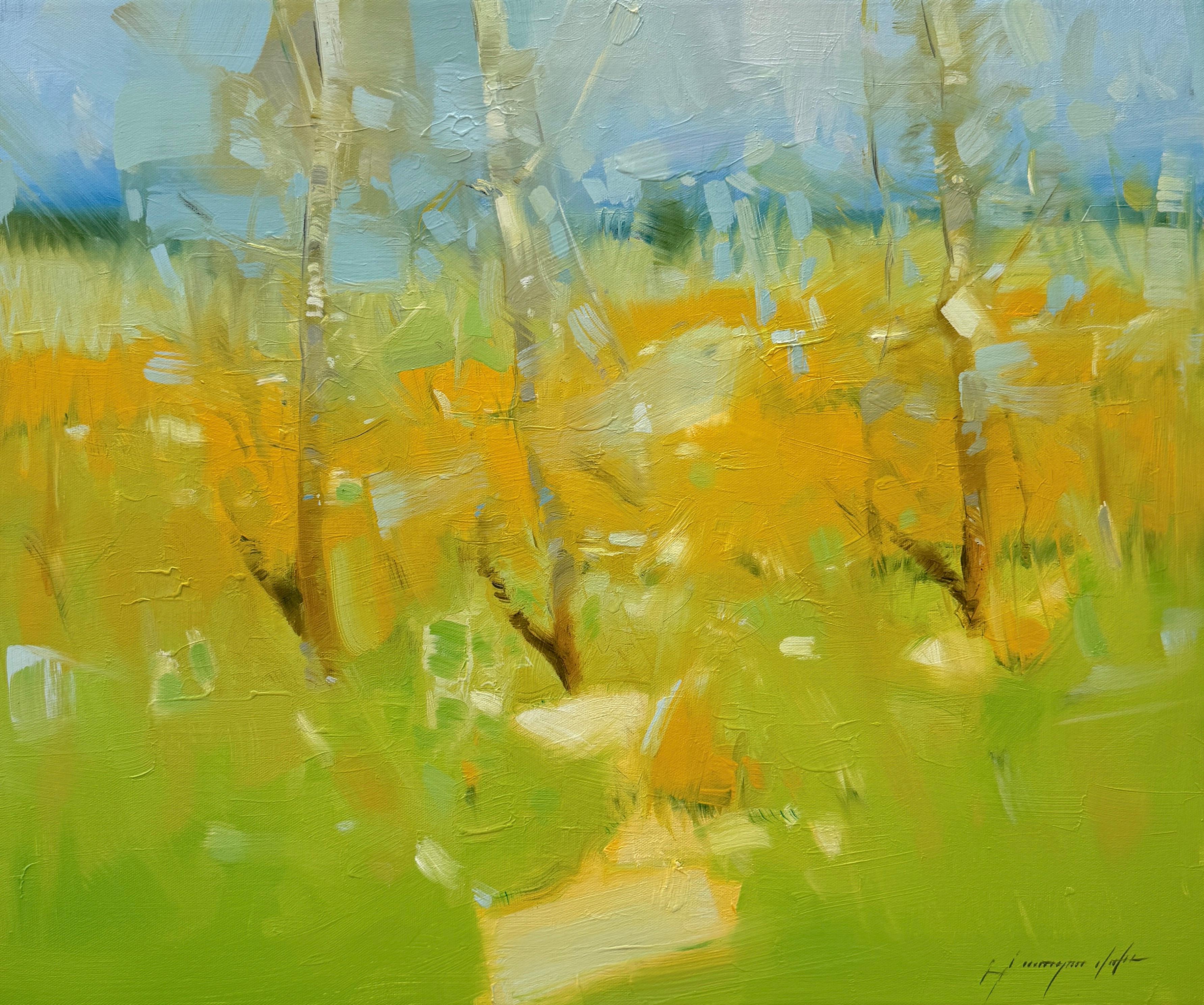 Vahe Yeremyan Landscape Painting - Morning Vibe, Landscape impressionism Original oil Painting, Ready to Hang
