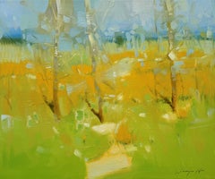 Morning Vibe, Landscape impressionism Original oil Painting, Ready to Hang