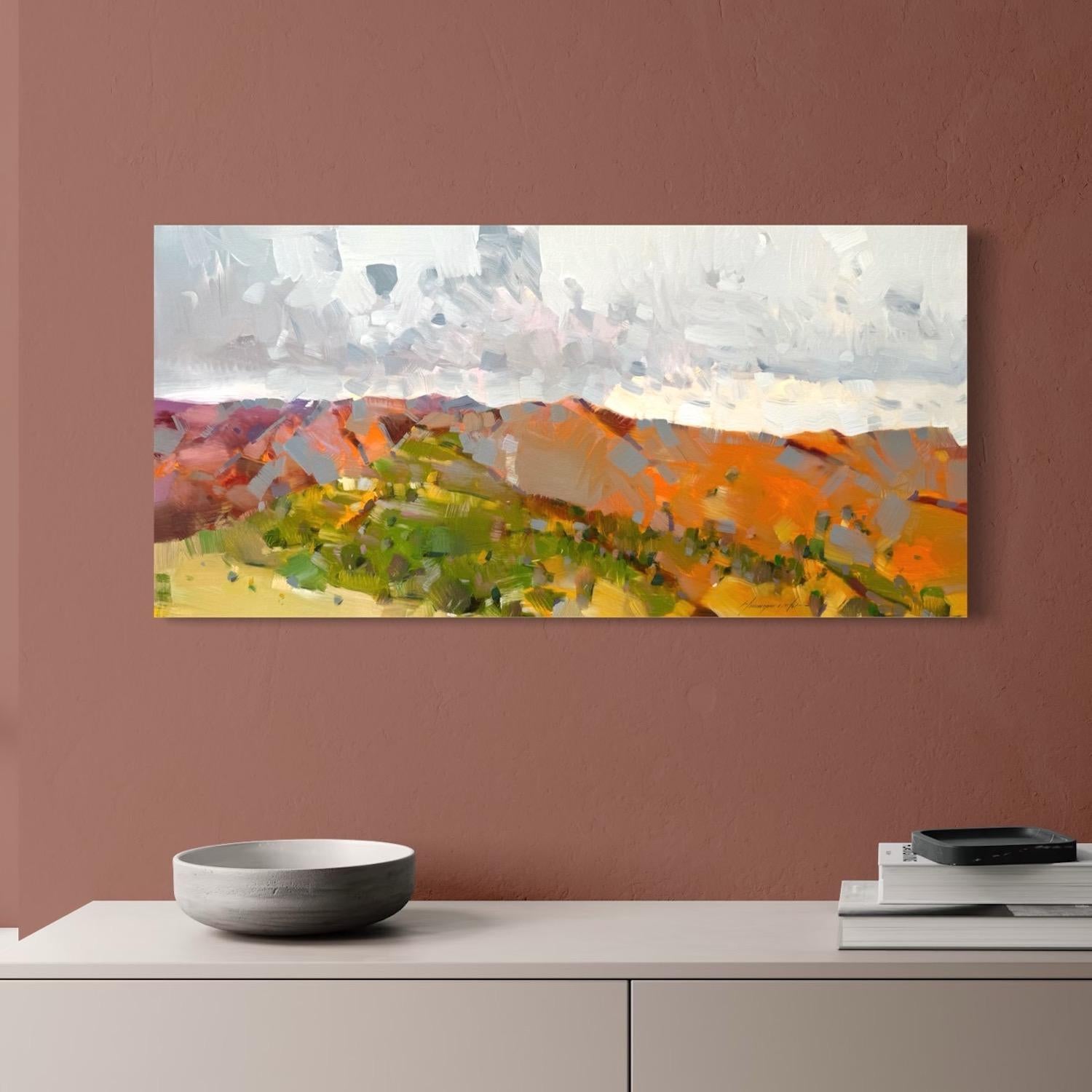 Paesaggio con vista sulla montagna Impressionismo Pittura ad olio originale pronta da appendere - Landscape Painting Marrone di Vahe Yeremyan