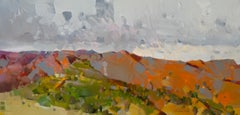 Paesaggio con vista sulla montagna Impressionismo Pittura ad olio originale pronta da appendere