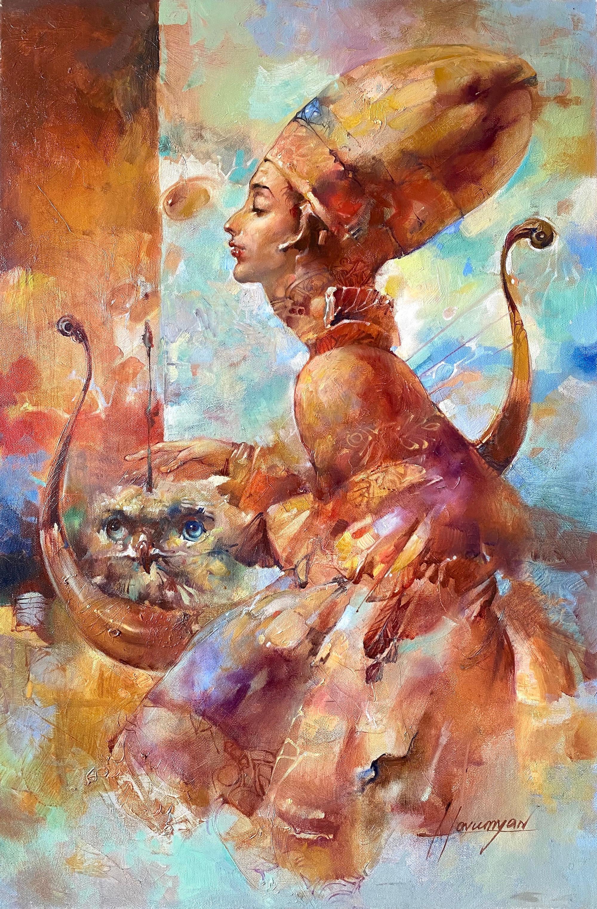 Vahe Yeremyan Figurative Painting – Musiker, Original-Ölgemälde, hängefertig