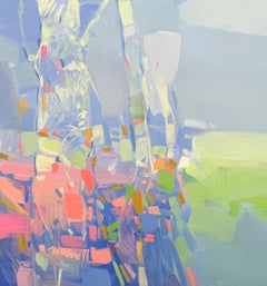 Palette de néons, paysage Art contemporain Peinture à l'huile originale, prête à être accrochée