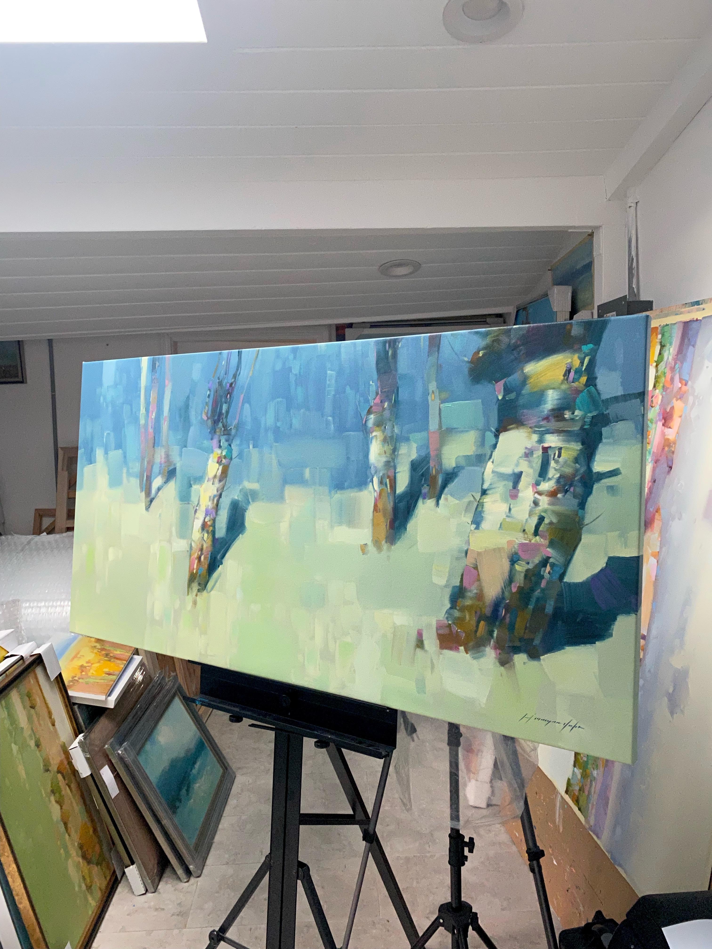Artist: Vahe Yeremyan 
Work: Original Oil Painting, Handmade Artwork, One of a Kind 
Medium: Oil on Canvas 
Year: 2018
Style: Impressionism, 
Subject: Night Trees,
Size: 28