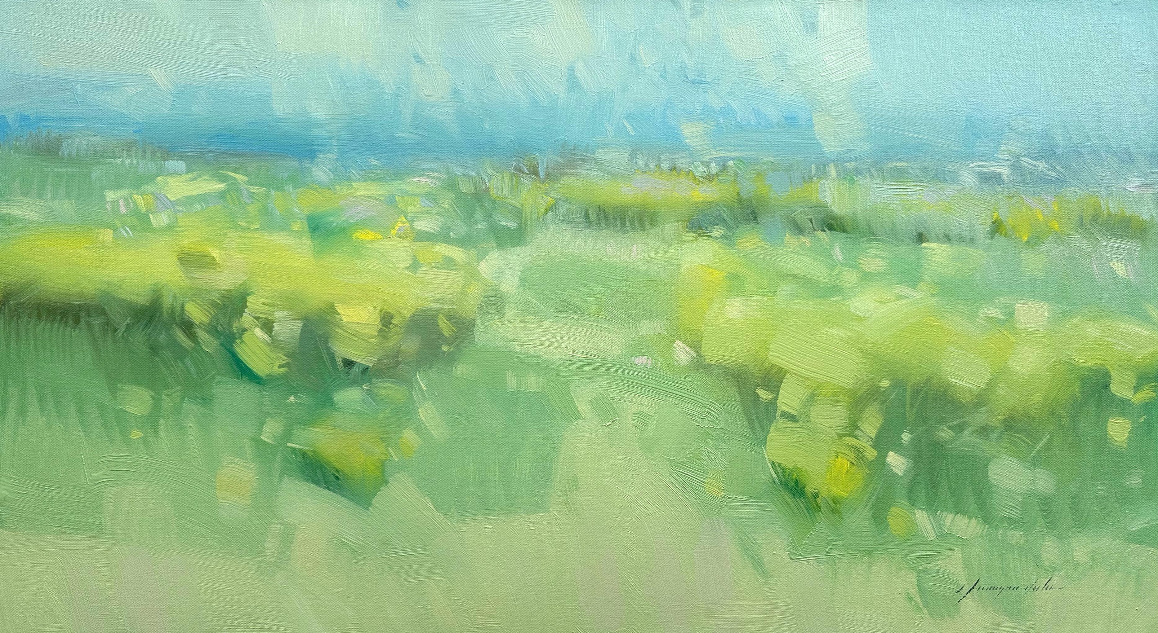 Vahe Yeremyan Landscape Painting - Summer Field, Flowers, Impressionism, Original oil Painting, Ready to Hang