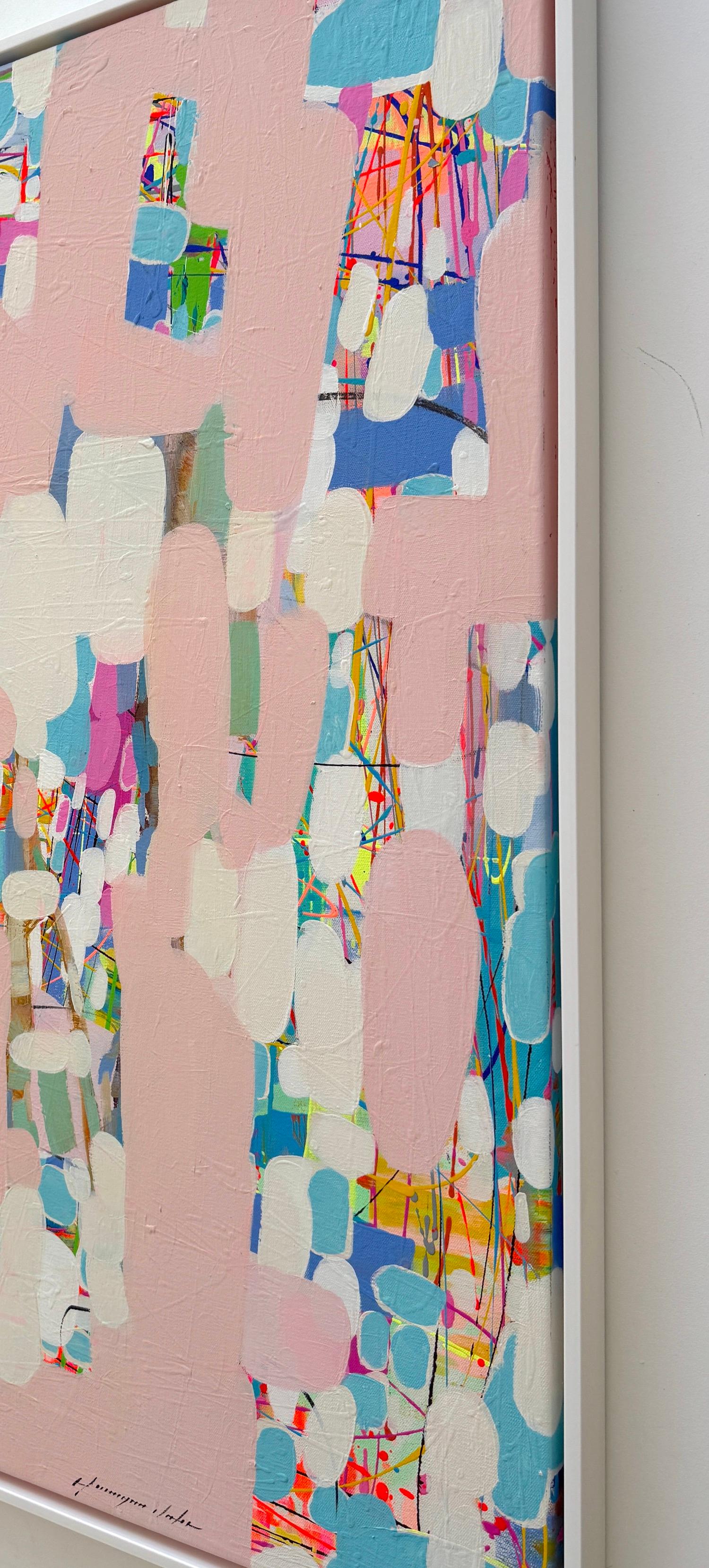 Nocturne in Pink Abstract Artwork Original Painting Ready to Hang For Sale 1