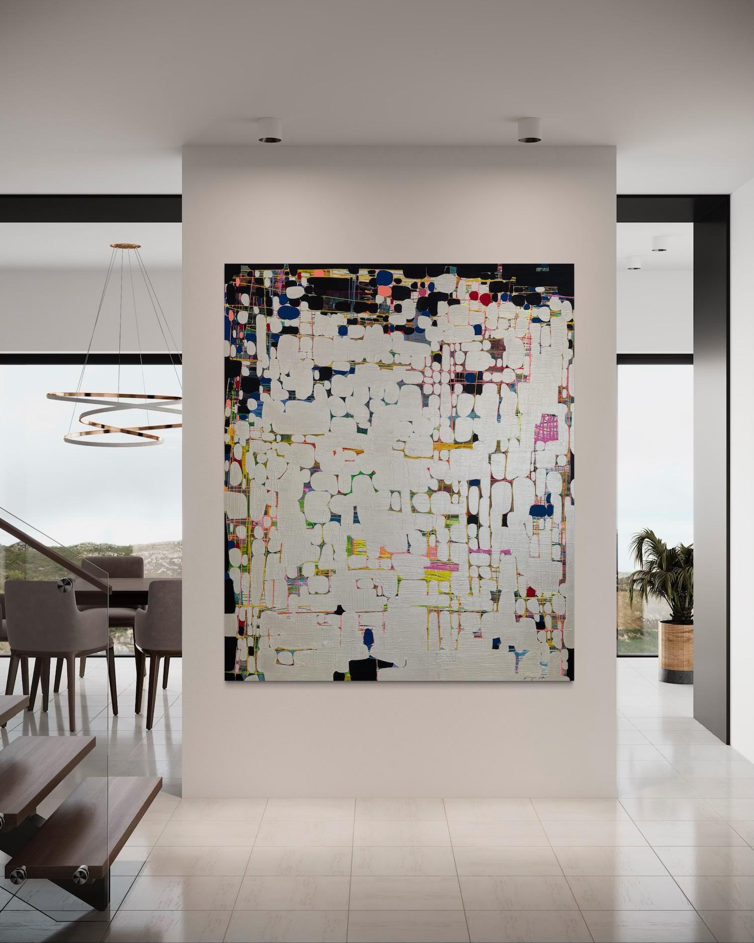 Noir et Lustre Grande peinture abstraite originale, prête à être accrochée en vente 5