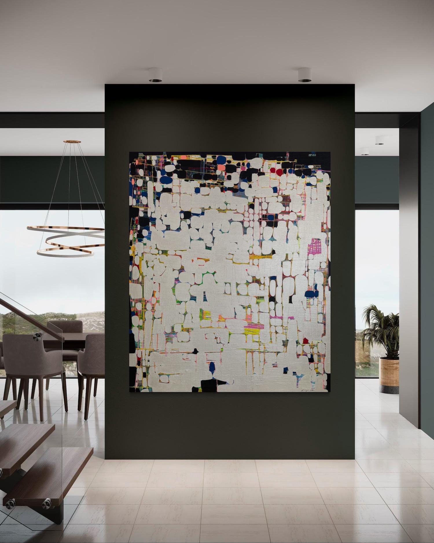Noir et Lustre Grande peinture abstraite originale, prête à être accrochée en vente 6