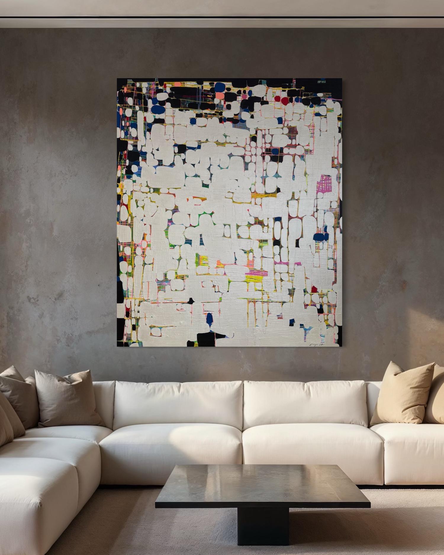 Noir et Lustre Grande peinture abstraite originale, prête à être accrochée en vente 7