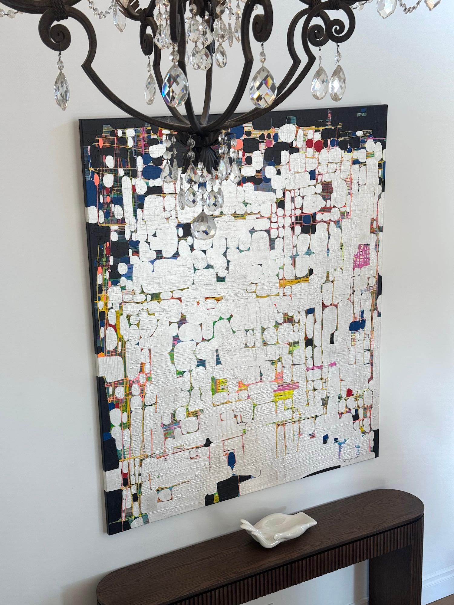Noir et Lustre Grande peinture abstraite originale, prête à être accrochée - Gris Abstract Painting par Vahe Yeremyan
