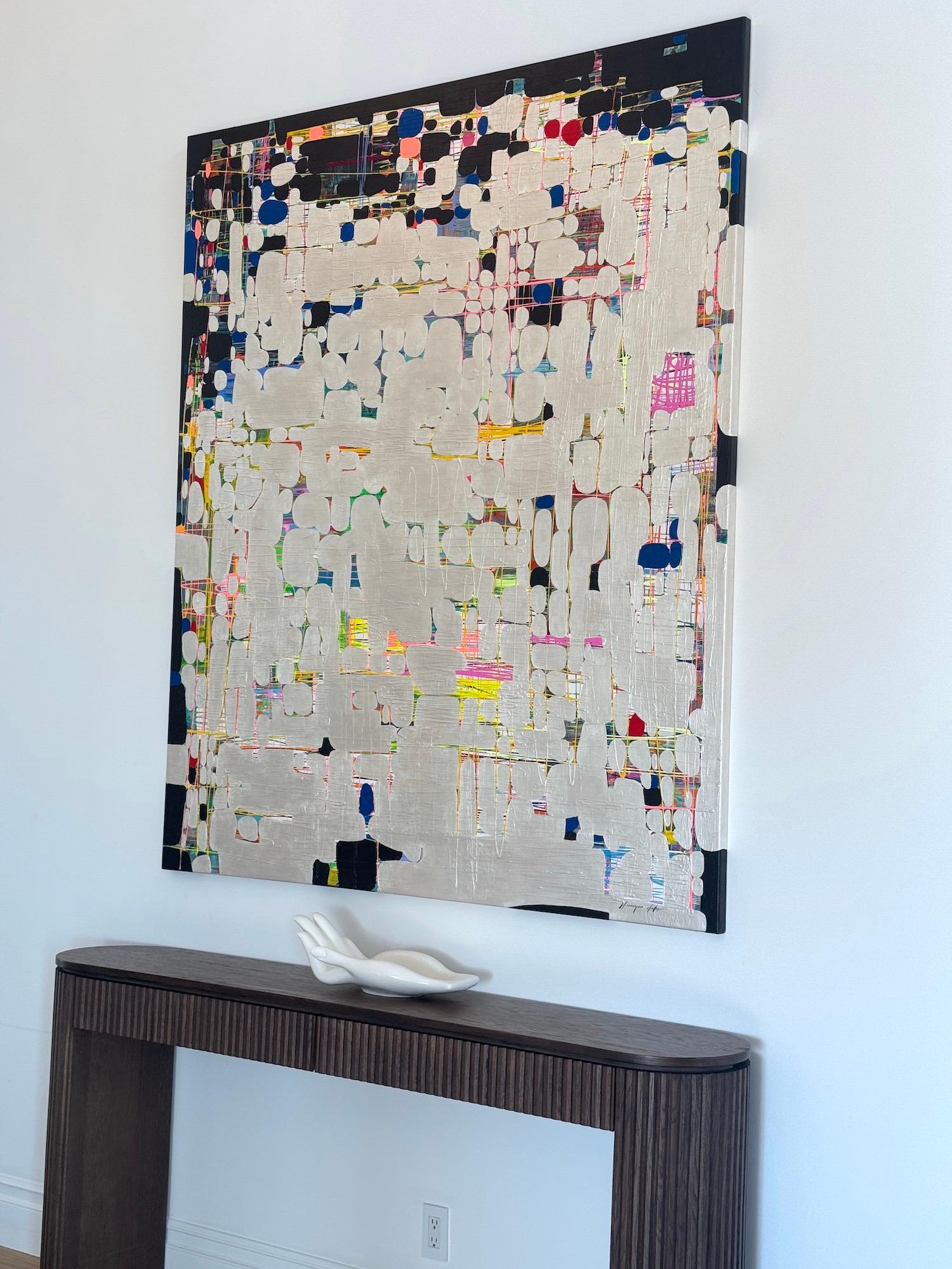 Noir et Lustre Grande peinture abstraite originale, prête à être accrochée en vente 1