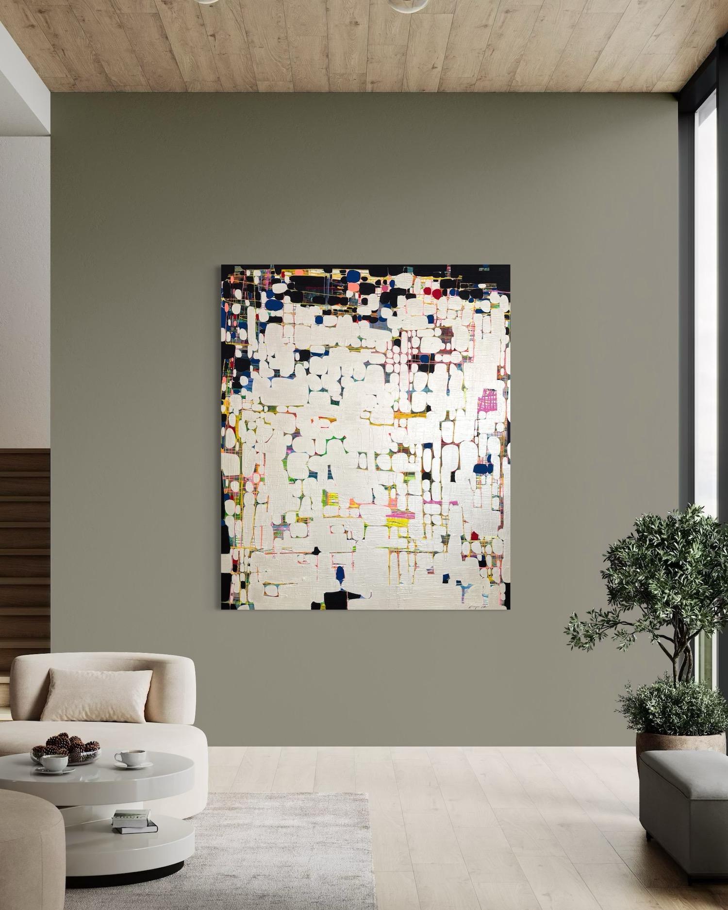 Noir et Lustre Grande peinture abstraite originale, prête à être accrochée en vente 2