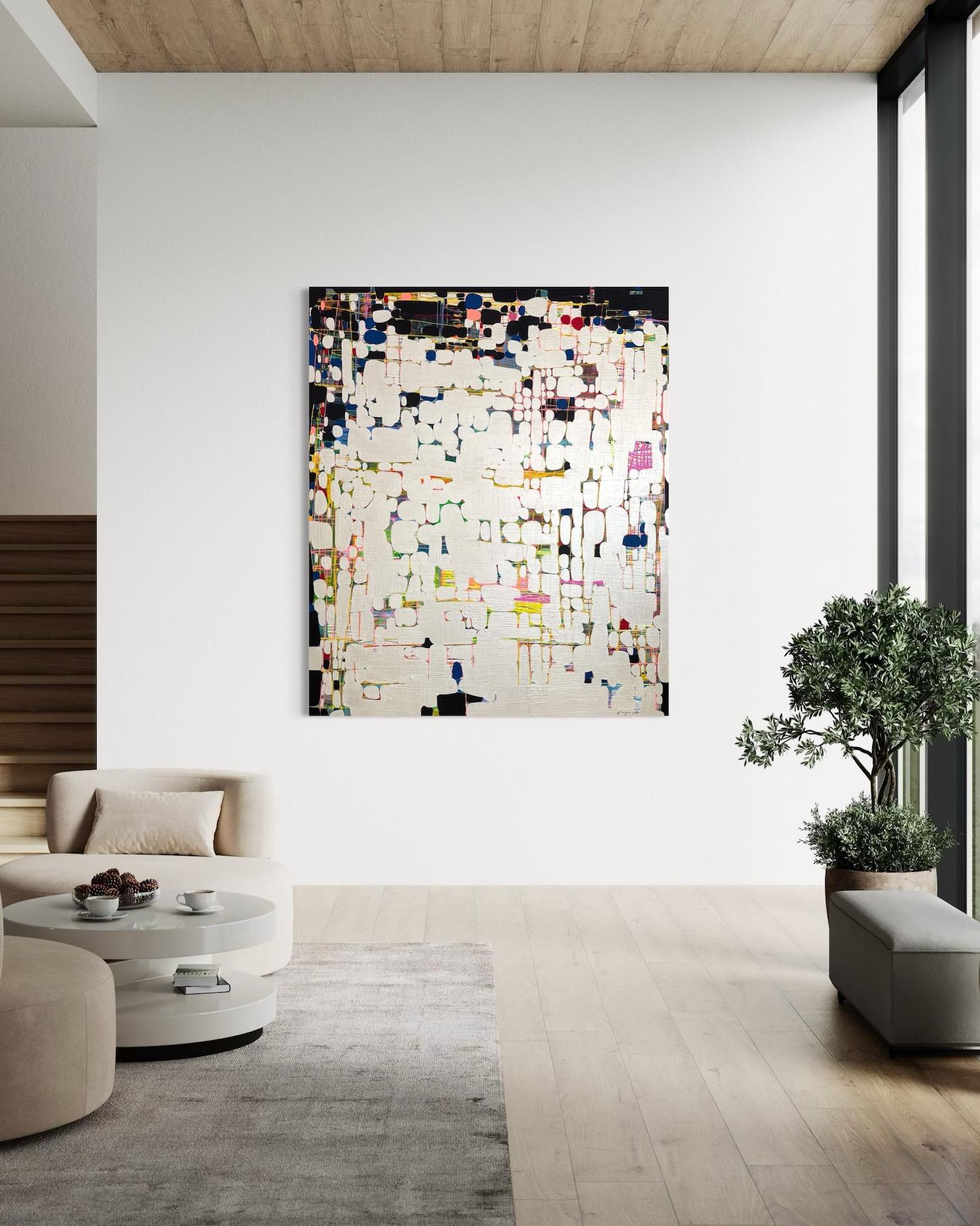 Noir et Lustre Grande peinture abstraite originale, prête à être accrochée en vente 3