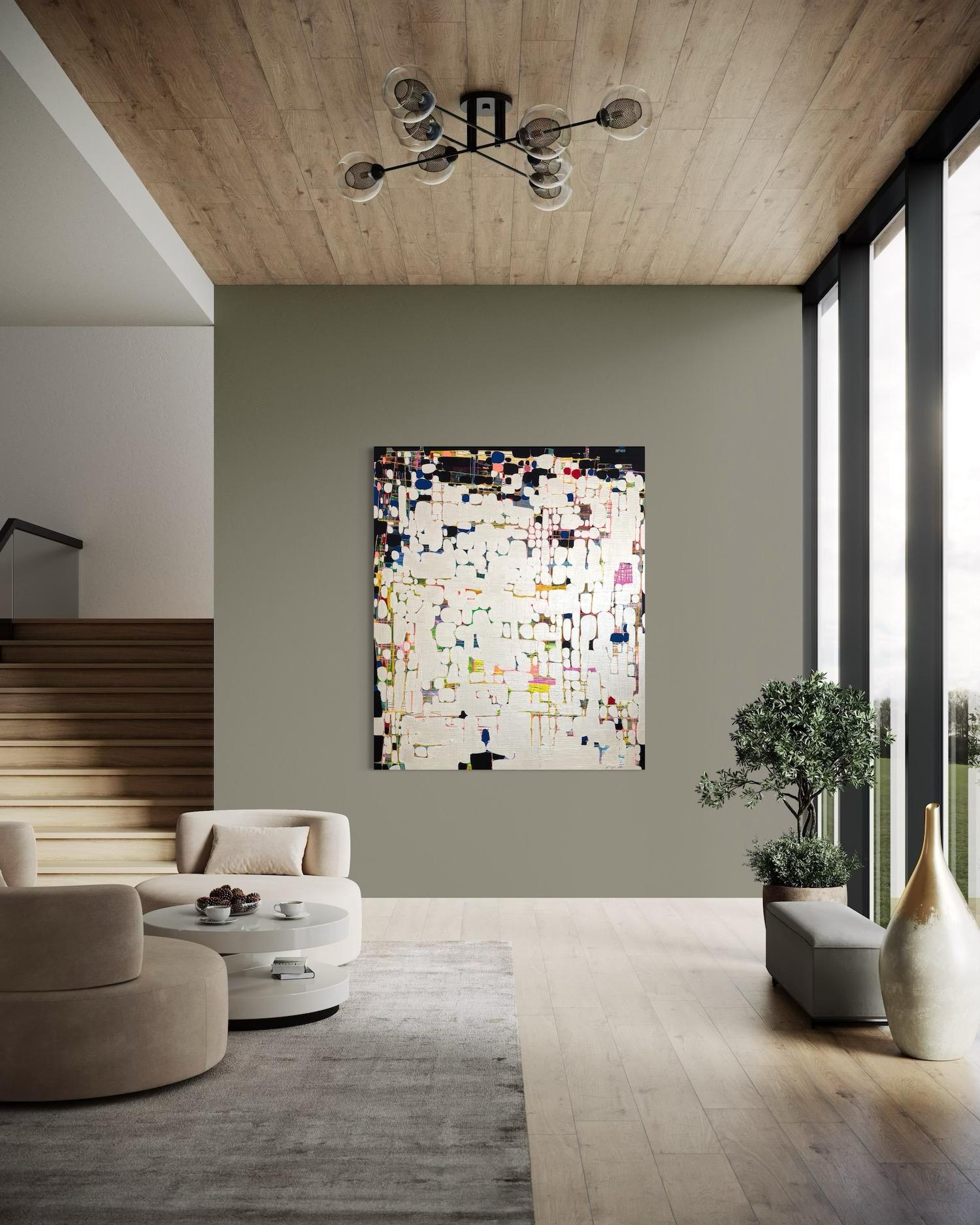 Noir et Lustre Grande peinture abstraite originale, prête à être accrochée en vente 4