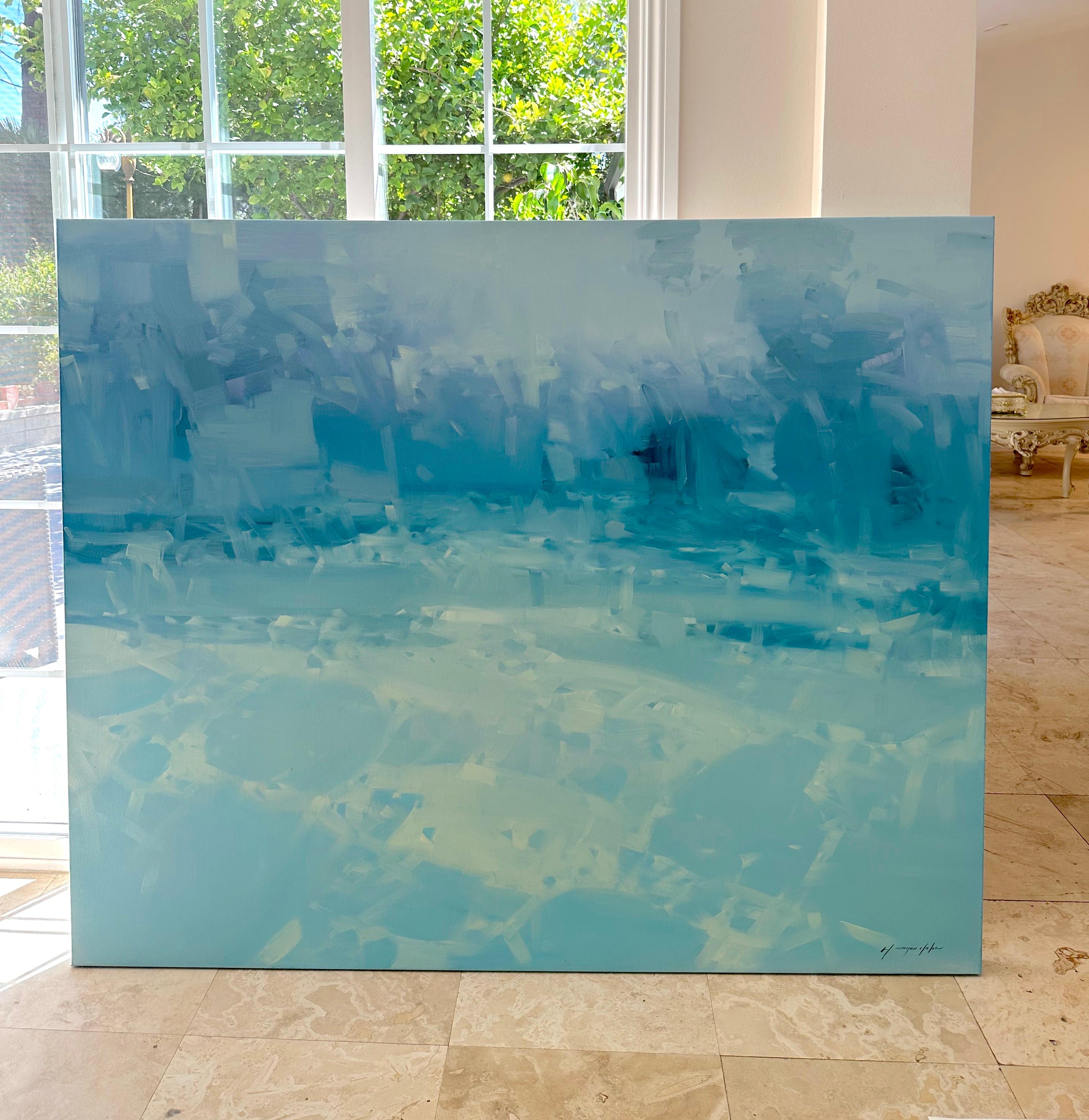 Brezza dell'oceano, paesaggio marino di grandi dimensioni, dipinto a olio originale, pronto da appendere - Painting di Vahe Yeremyan