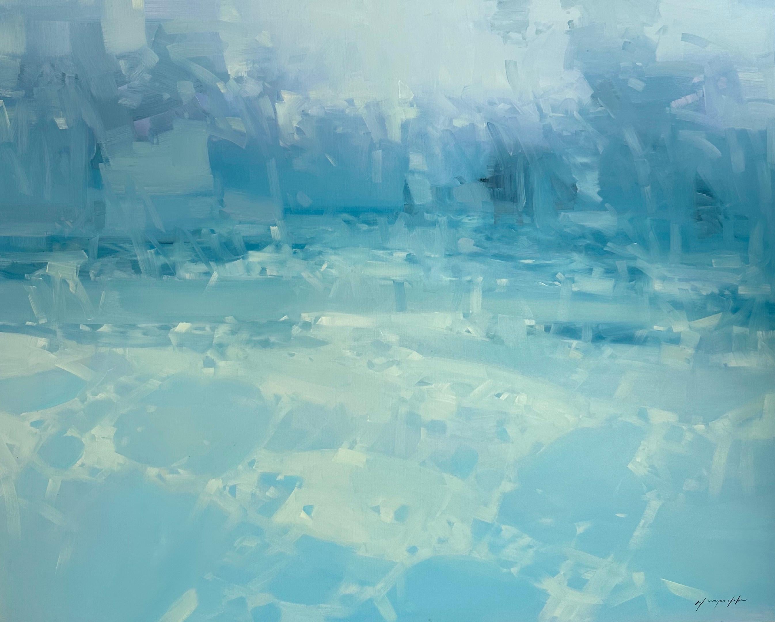 Landscape Painting di Vahe Yeremyan - Brezza dell'oceano, paesaggio marino di grandi dimensioni, dipinto a olio originale, pronto da appendere