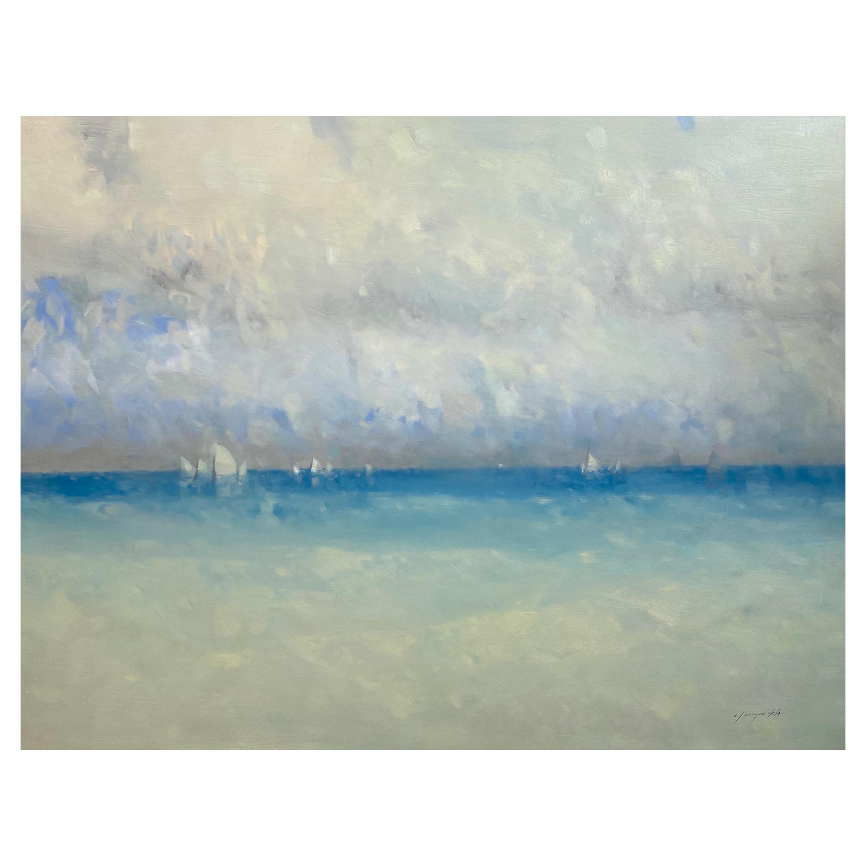 Ocean Breeze, Meereslandschaft, Küstenlandschaft, Original Ölgemälde, hängefertig