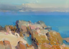 Ocean Cliffs Original Oil Painting, Handmade Artwork