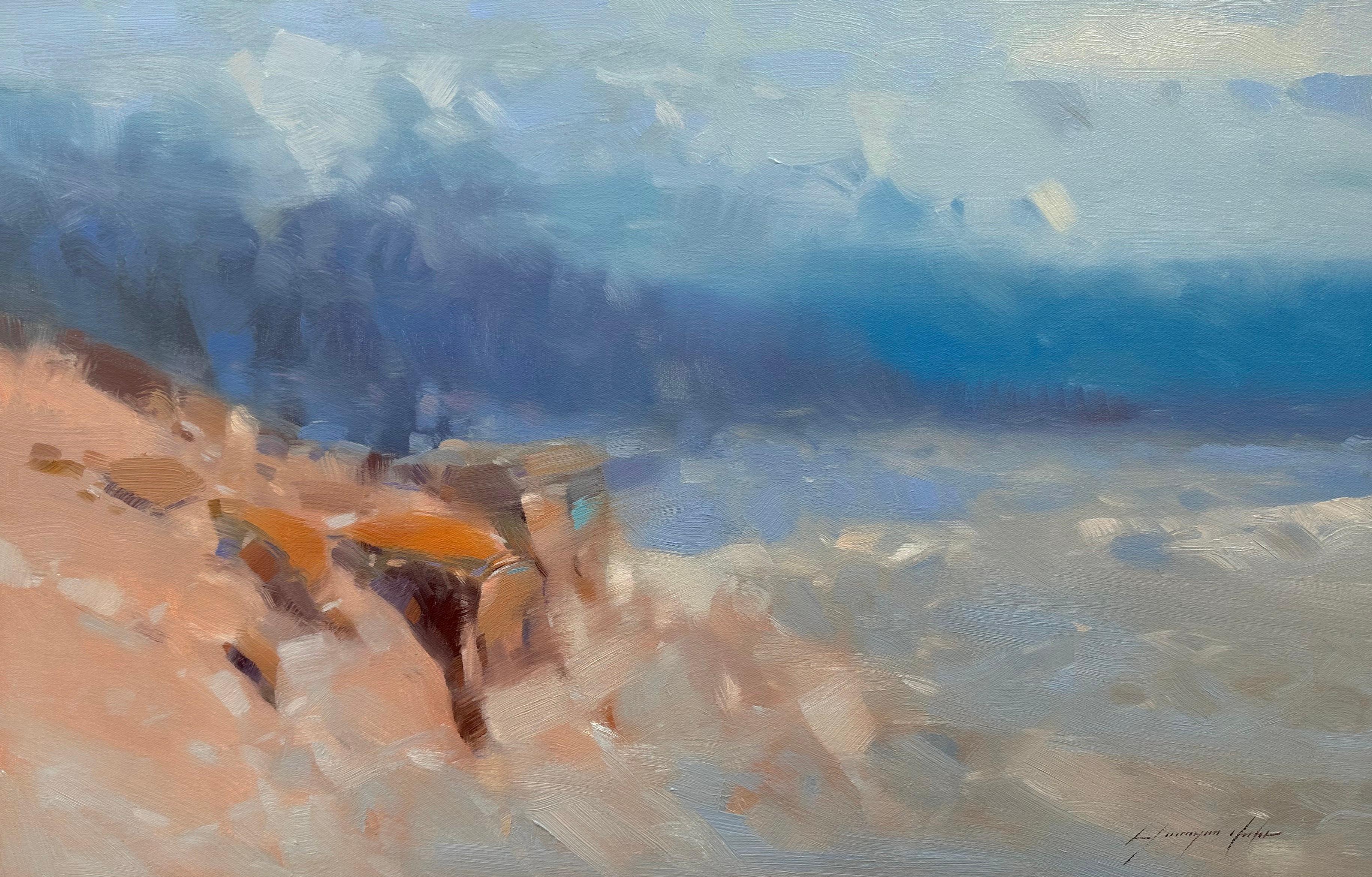 Vahe Yeremyan Landscape Painting - Ocean Cliffs, Original oil Painting, Ready to Hang