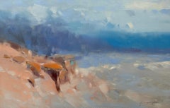 Ocean Cliffs, Seascape, Original oil Painting, Ready to Hang