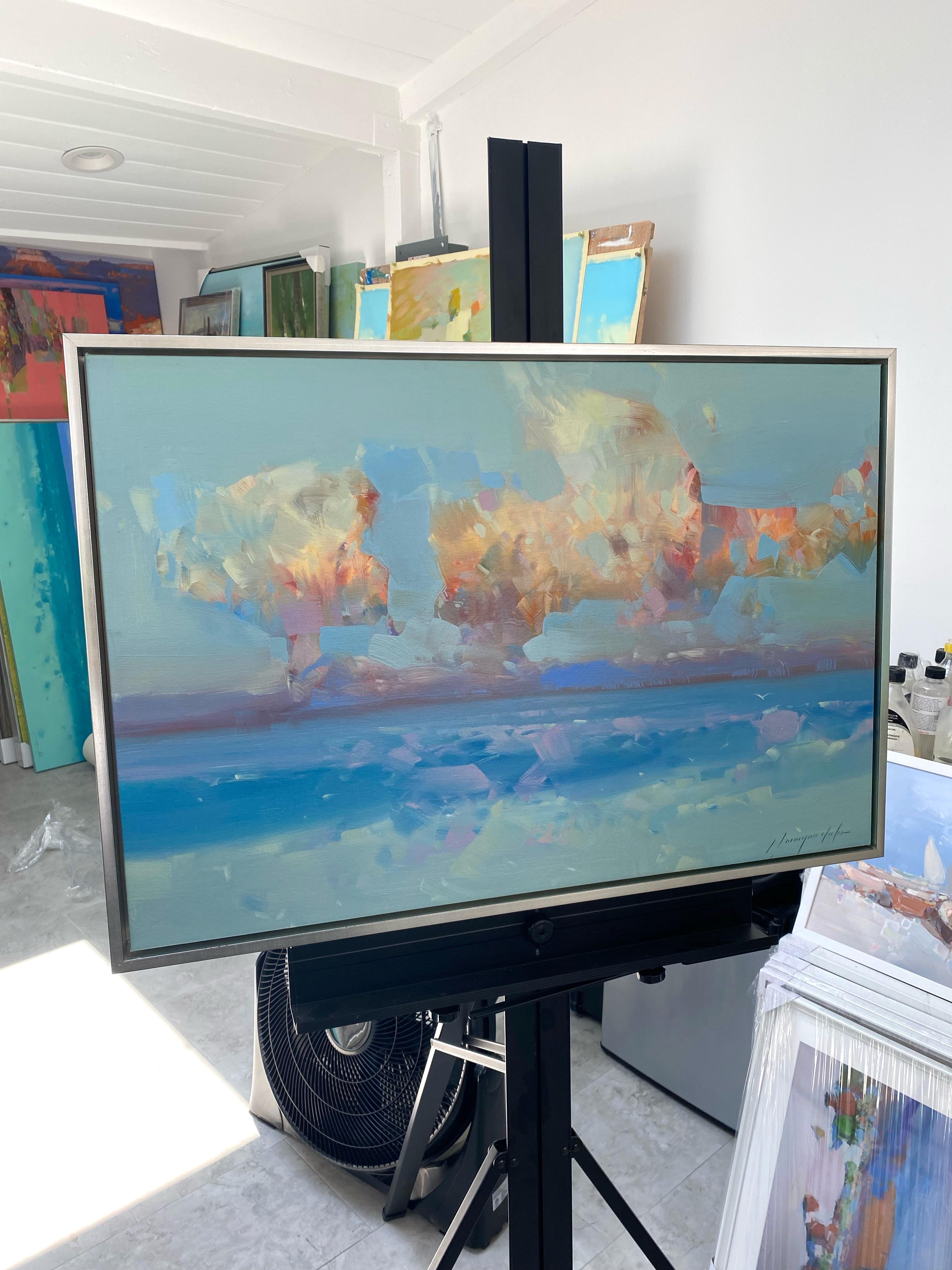 Nubes marinas, paisaje marino Impresionismo Pintura al óleo original, lista para colgar - Painting Impresionista de Vahe Yeremyan