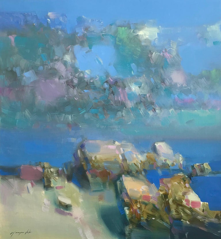 Vahe Yeremyan Landscape Painting - Ocean Side, Original Oil Painting on Canvas