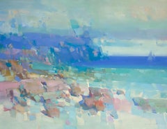 Ocean Side, Seascape, Impressionism Coastal Original Oil Painting Ready to Hang