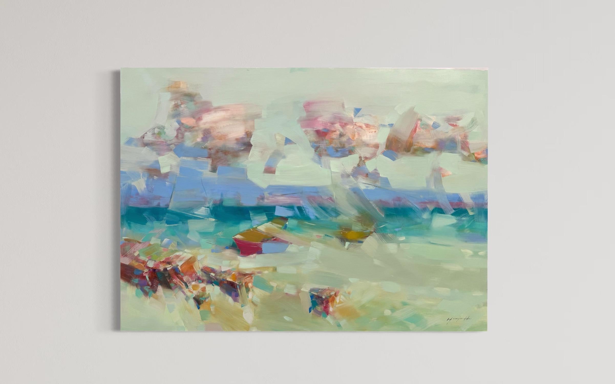 Abstracción oceánica Paisaje marino Impresionismo Pintura al óleo original Lista para colgar - Painting Impresionista de Vahe Yeremyan
