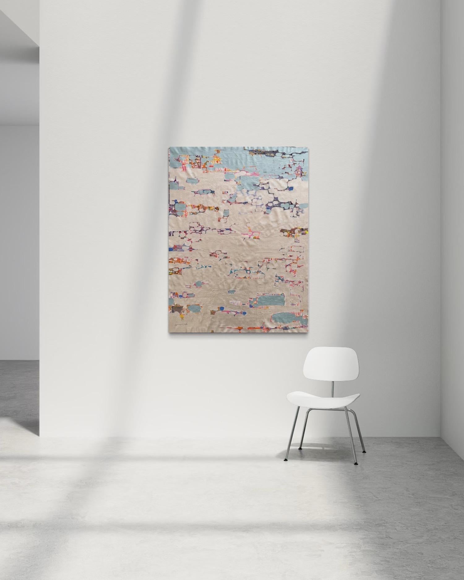 Pearl Shores Arte astratta Quadro originale di grandi dimensioni pronto da appendere - Abstract Painting Grigio di Vahe Yeremyan